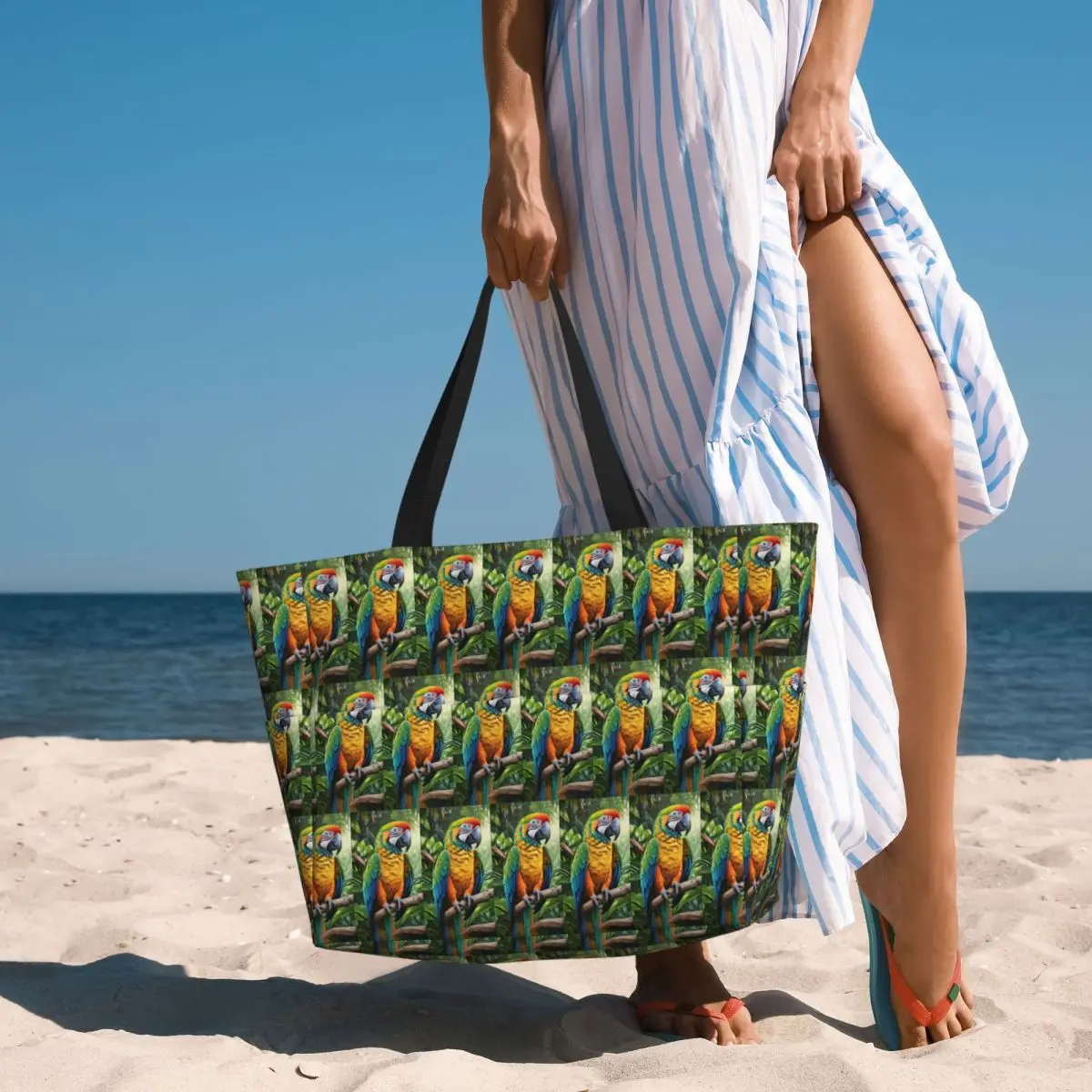 Cute Macaw Parrots Beach Tote Bag Sport Gym Yoga Duffle Large Tote Bag Women Travel Bag Fitness bag