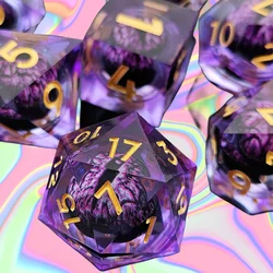 DND Longan Resin Dice Sharp Edge Polyhedral Dice Used For Dungeon and Dragon Pathfinder Role Playing Game(RPG)/MTG Game