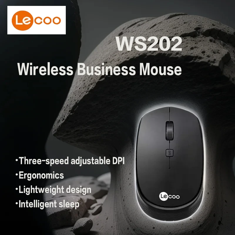 Lecoo WS202 Wireless Business Mouse Three-levels Adjustable DPI up to 1200 Lightweight Design Intelligent Sleep Ergonomics