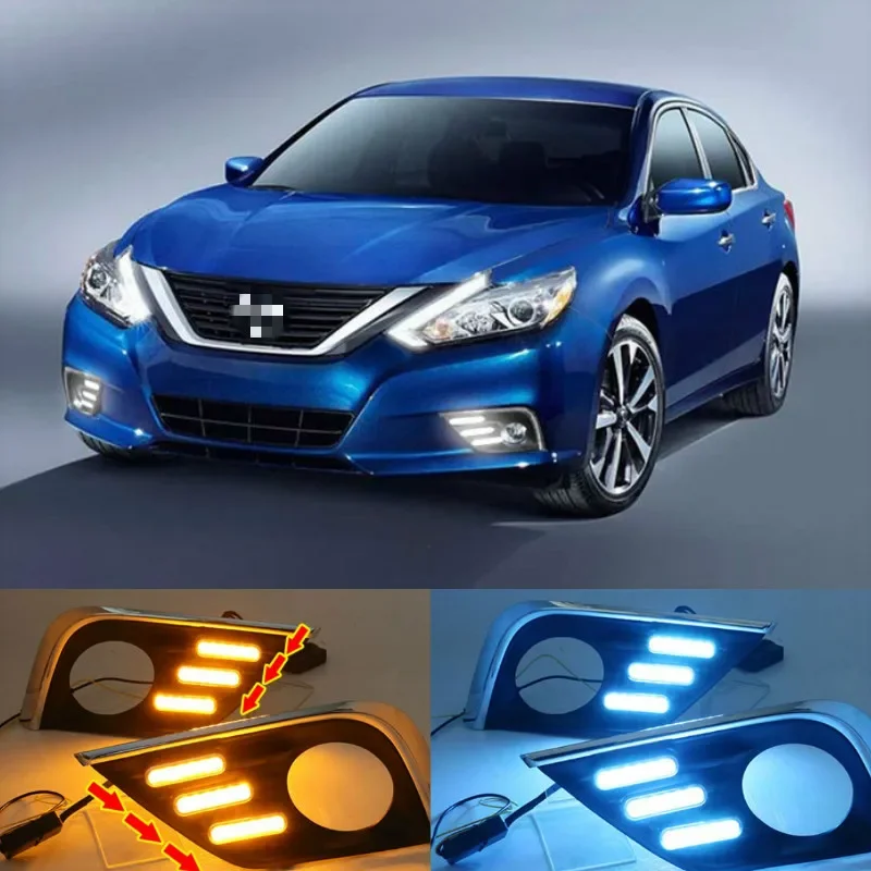 LED Daytime Running Light Waterproof Car 12V LED DRL fog Lamp with Turn Signal style Relay For Nissan Altima Teana 2017 2018