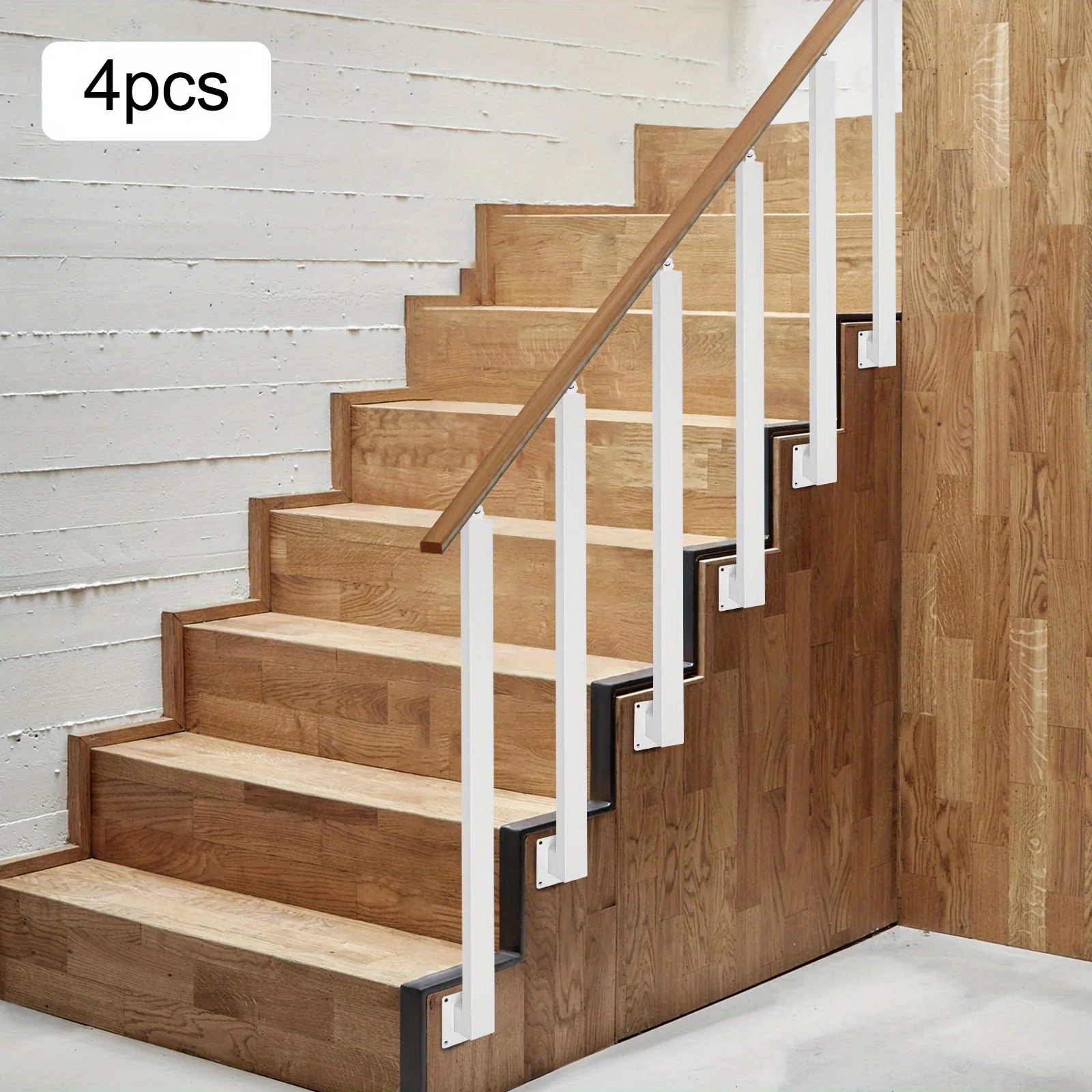 4 Pieces of 85cm Stair Railing Side Installation - White, , , Suitable for Staircases, Villas, Entrances, Corridors