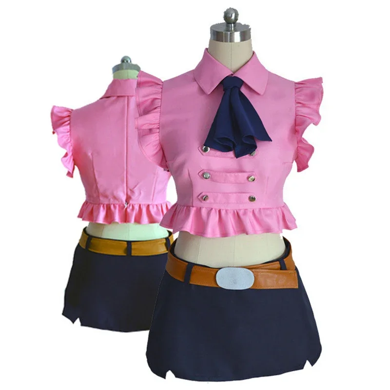 Anime The Seven Deadly Sins Elizabeth Liones Cosplay Costume Student Girl Uniform Skirt Includes Bow Tie And Belt