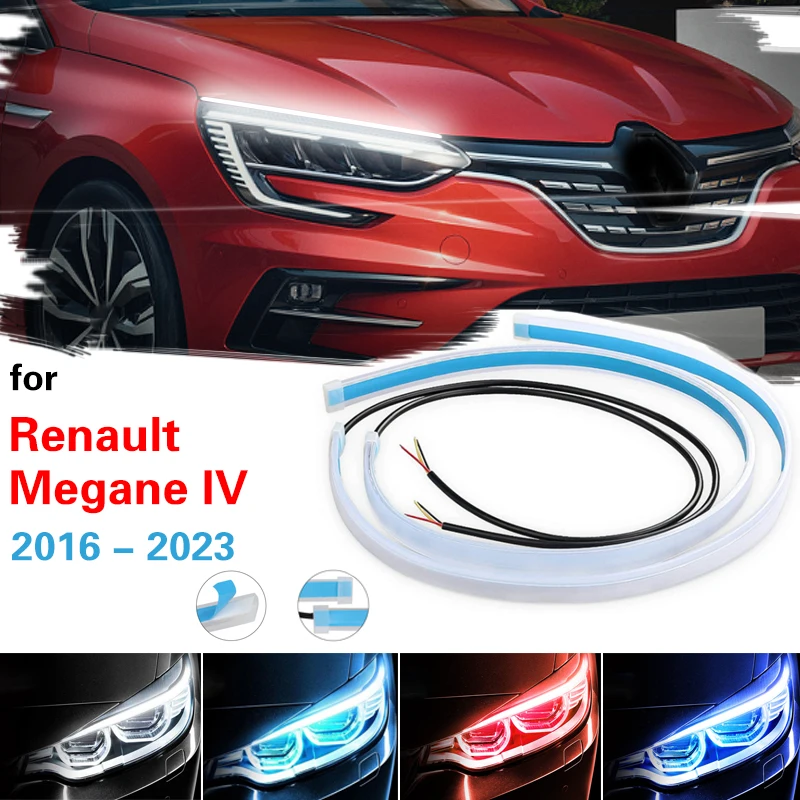 

Car LED DRL Ultra-thin Waterproof Daytime Running Lights For Renault Megane 2016-2023 Auto Turn Signal Yellow Brake Side Light