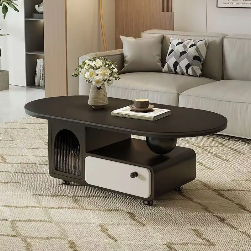 

Slate coffee table living room simple household small apartment oval movable combination