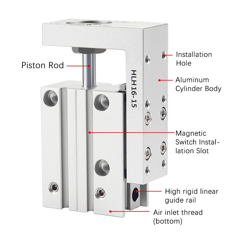 HLH6/10/16/20Air Side Table Rail Type Air Pneumatic Cylinder 10S/15S/20S/30S/40S/50S