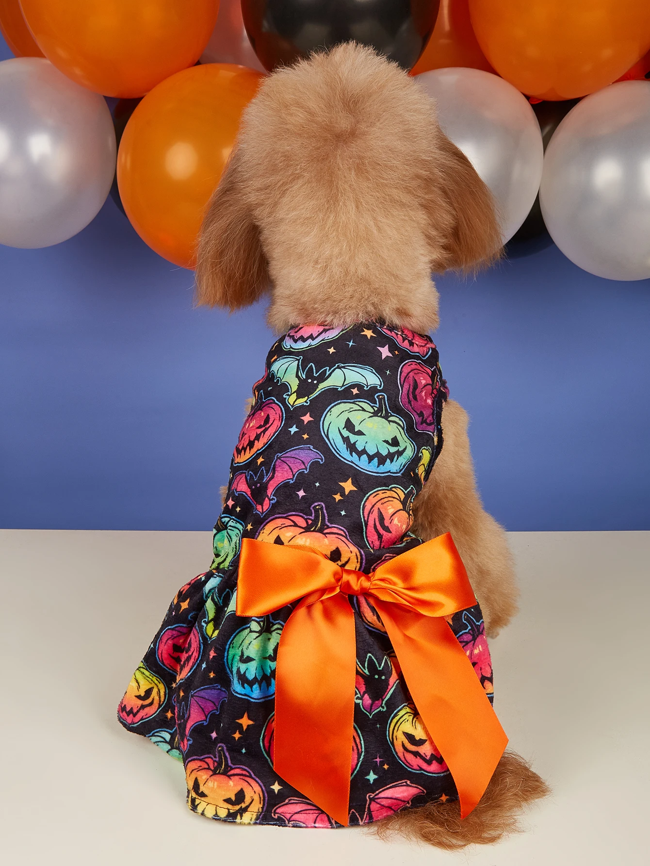 Gradient Color Spooktacular Pet Dress:Halloween Dog Costume Puppy Dress Doggie Party One Piece with Bowknot Pumkin Cat Vest