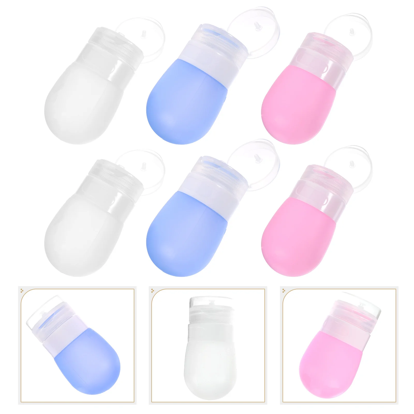 

6pcs Travel Bottles 37Ml Silicone Portable Squeeze Cream Dispenser Lotion Container For Liquid Soap Detergent Red Blue