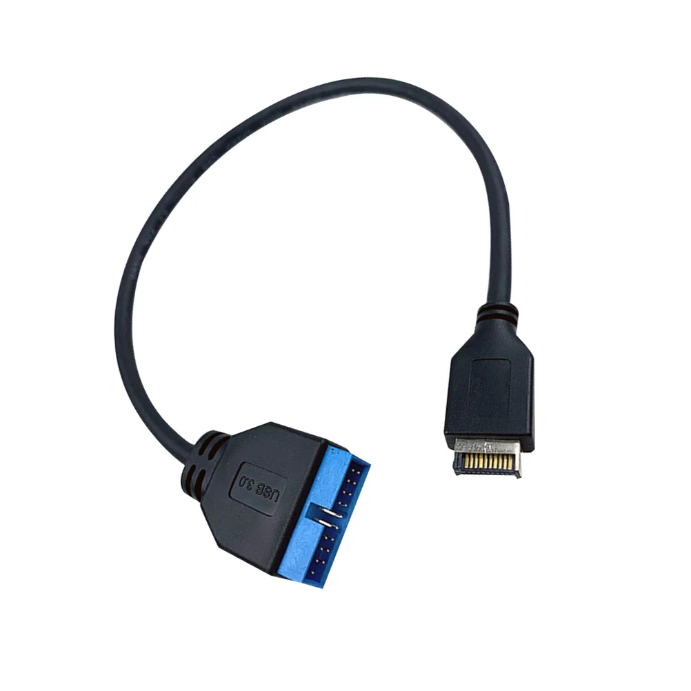 

USB 31 Mini 20 Pin Front Panel Header To USB 30 Standard 19/20Pin Header Extension Cable Compatible for Motherboard (Black)