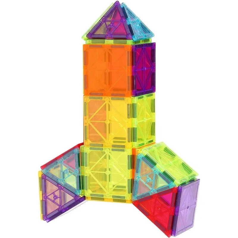 55 peças de bloco de construção de telha cerâmica brinquedos 3d bloco de construção conjunto colorido transparente bloco de construção magnético presente criativo