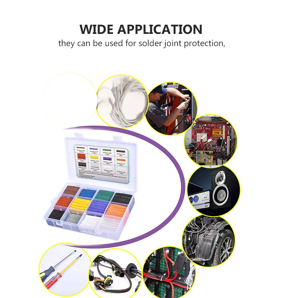 

750pcs Heat Shrink Tubing Assorted Sizes Colorful Wire Wrap For Solder Joint Protection Electrical Insulation Kit
