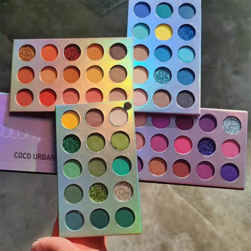 2022 Coco Urban 4 in 1 Color Board Eyeshadow Palette 60 Colors Neon Yellow High-Pigment Glitter Highlighter Eye Shadow Powder