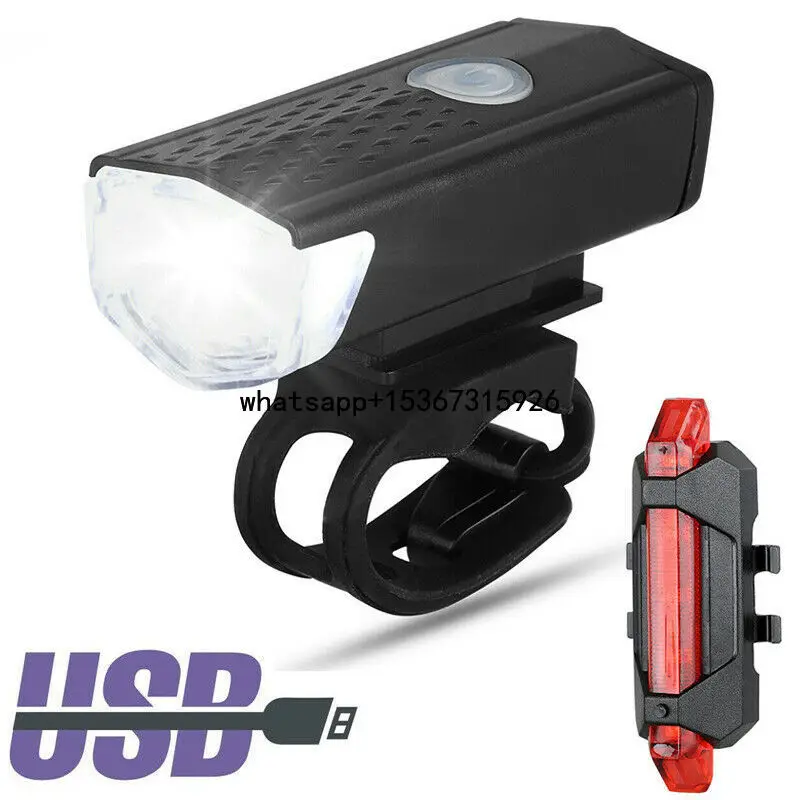 

Rechargeable Bicycle Light Set USB LED Front Light +Bike Tail Lights Mountain Cycle Flashlight Outdoor Cycling Lamps