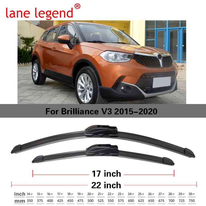 For Brilliance V3 2015 2016 2017 2018 2019 2020 Brushes Cutter Front Rear Wiper Blades Set Windshield Replacement Accessories