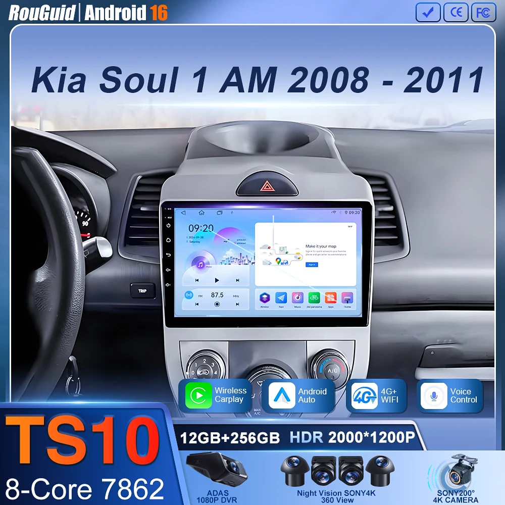 

Android 16 For Kia Soul 1 AM 2008 2009 2010 2011 Carplay Auto Car Radio GPS Navigation BT Head Unit Multimedia Player Auto Radio