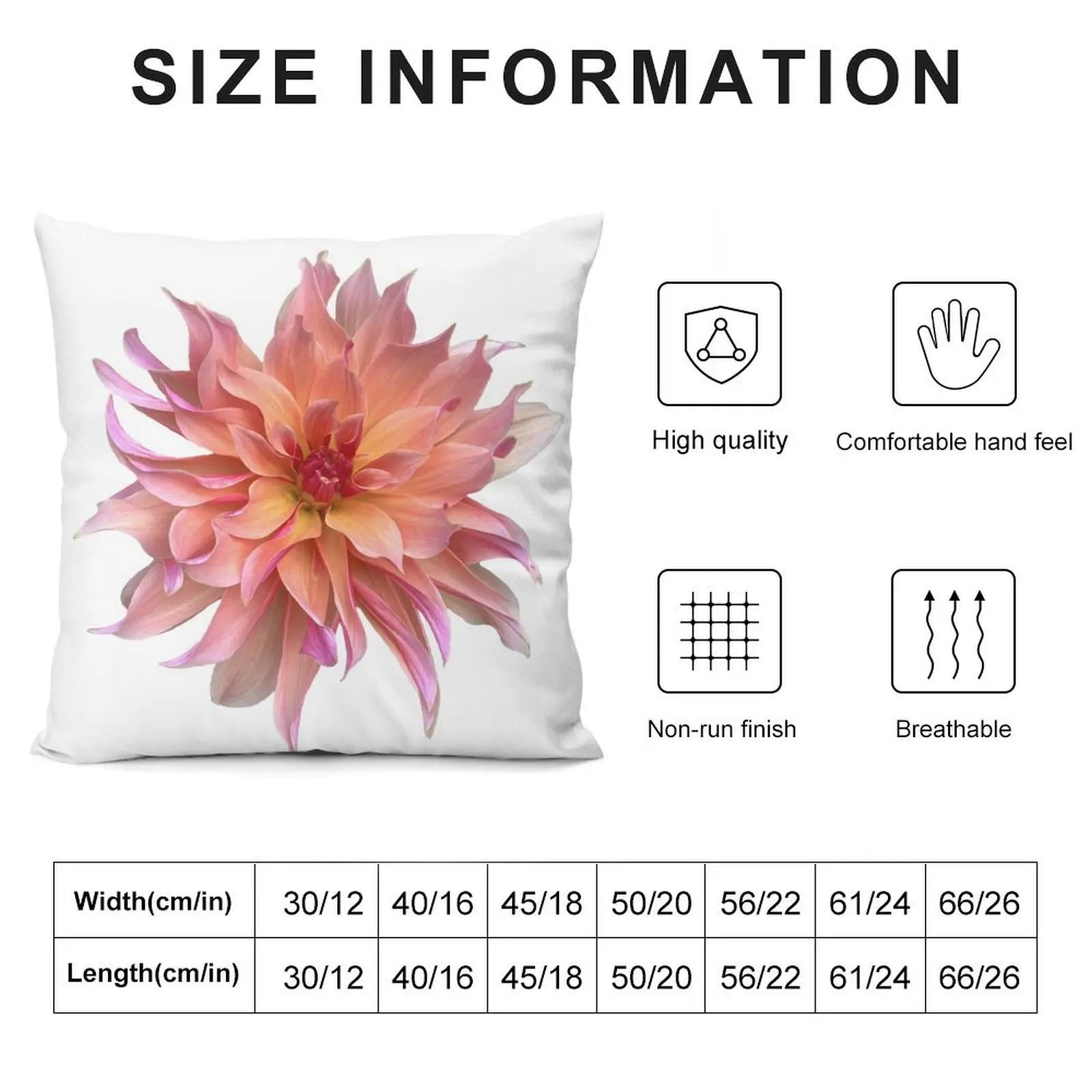 Peachy Pink Dahlia Flower Throw Pillow Luxury Living Room Decorative Cushions Custom Cushion Cushion Child pillow