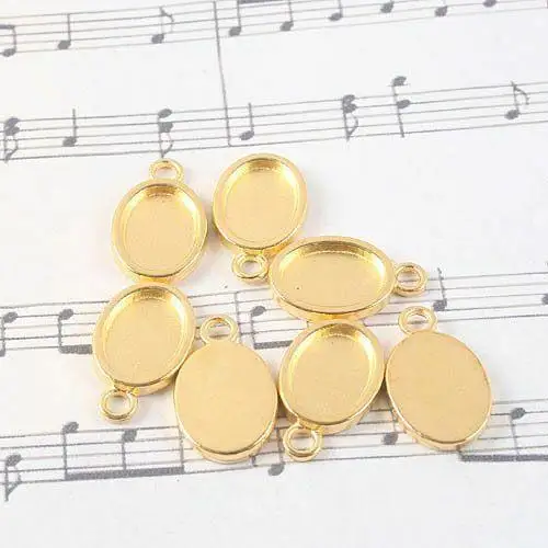 

20pcs gold tone oval drop cabochon settings G1418