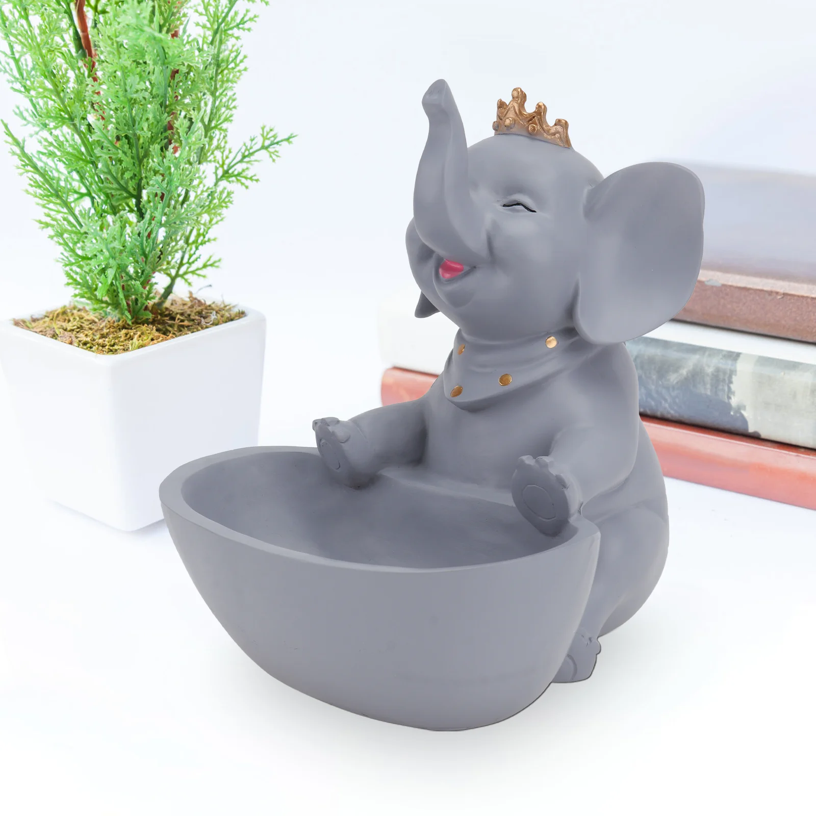

1Pcs Key Storage Box Resin Animal Ornament Creative Elephant Desktop Storage Box Sundries Container Home Decor