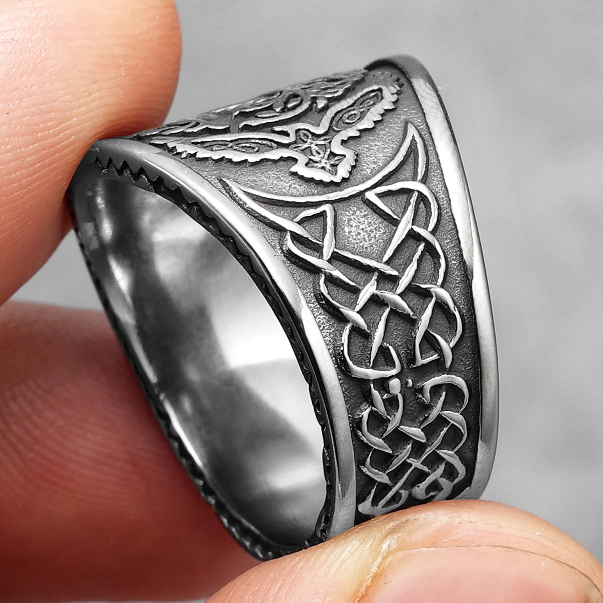 Viking Compass Sacred Tree Eagle Amulet Men Rings Stainless Steel Jewelry Punk Rock Fashion Accessories for Women Gift Wholesale