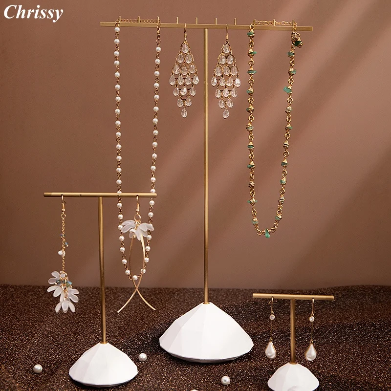 

Профессиональная подставка для сережек с Т-образным стержнем и гипсовым основанием, многофункциональный держатель для ювелирных изделий для ожерелий и сережек, витрина магазина