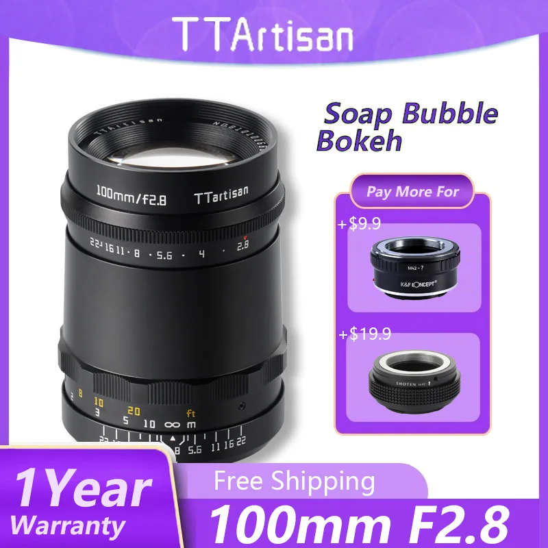 

TTArtisan100mm F2.8 Soap Bubble Bokeh F28 объектив с винтовым креплением M42 и адаптером объектива для Leica Canon Nikon Fujifilm Sony Pentax