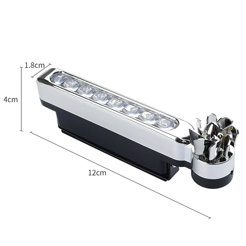 1Pair Car Wind Energy Power Front Grille 8 LED Daytime Running Light Auto Decorative DRL Driving Lamp with Double-Sided Tape