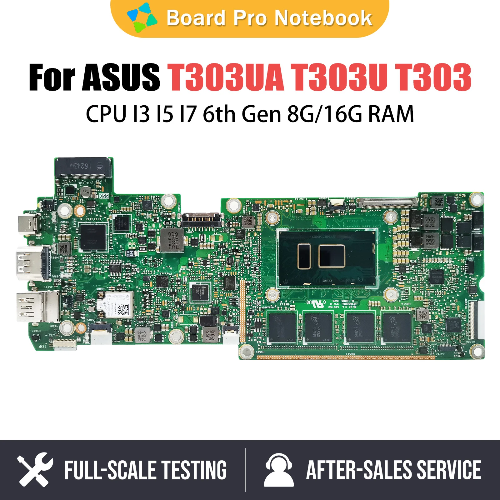 

T303UA Mainboard For ASUS Transformer 3 Pro T303U T303 Laptop Motherboard CPU I3 6th Gen 8G 16G RAM