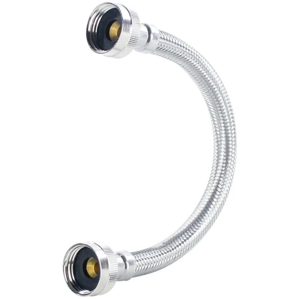 خرطوم مدخل مياه الفولاذ المقاوم للصدأ المضفر بطول 1 قدم، اتصال مرن ومتين، تركيب مجفف البخار المنزلي، آمن ومعتمد 3/4 FGH