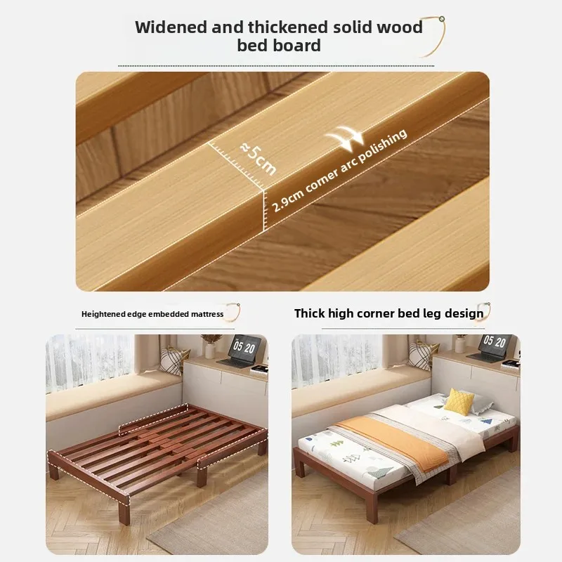 Beech solid wood folding bed dual-purpose small apartment sofa bed living room tatami pull-out bed household single telescopic b