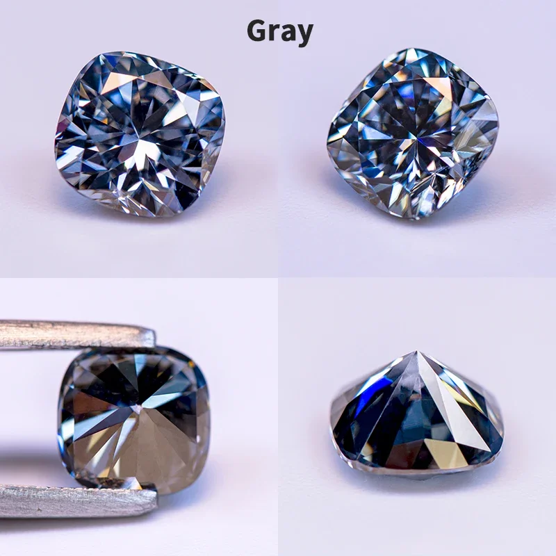 Moissanit-Steine, quadratische Kissenform, verschiedene Farben, VVS1, Edelsteinperlen für die Herstellung von Schmuck, Ringe und Halsketten, mit Zertifikat. – Detail 4