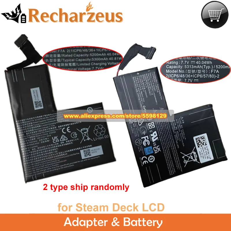 

Новая аккумуляторная батарея F7A F7G с увеличенной емкостью 7.7V 40Wh 50Wh 53Wh для портативных игровых ПК Steam Deck LCD/OLED