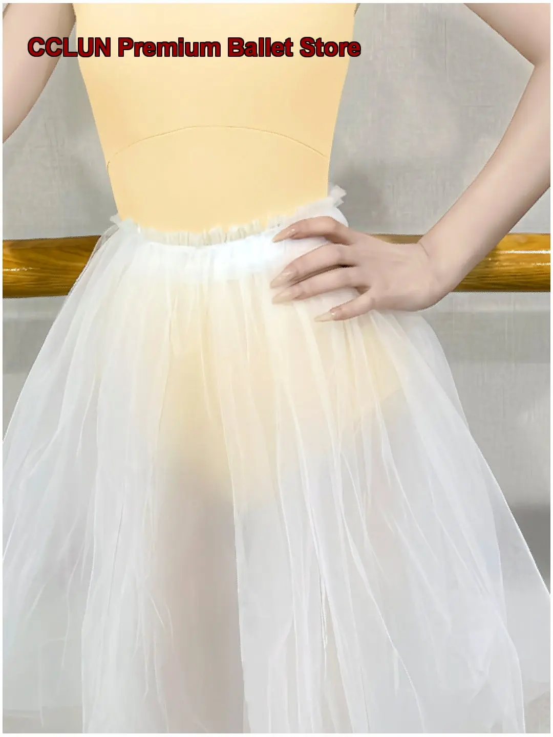 Adult White Mesh Half Skirt Practice Leotard Tutu Training Basic Training Performance Skirt