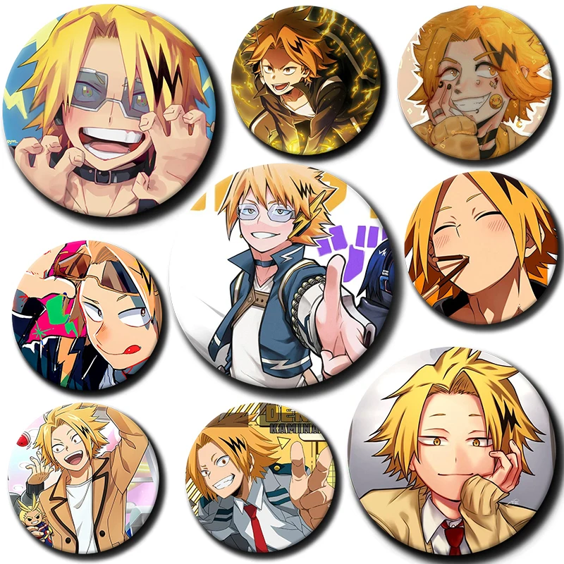 

58mm Cartoon Character Denki Kaminari Soft Button Pin Hero Anime Brooch Creative Badge for Backpack Clothes Decoration Gift