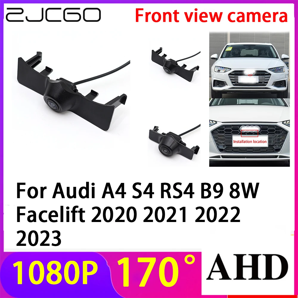 ZJCGO AHD 1080P LOGO Car Parking Front View Camera Waterproof for Audi A4 S4 RS4 B9 8W Facelift 2020 2021 2022 2023