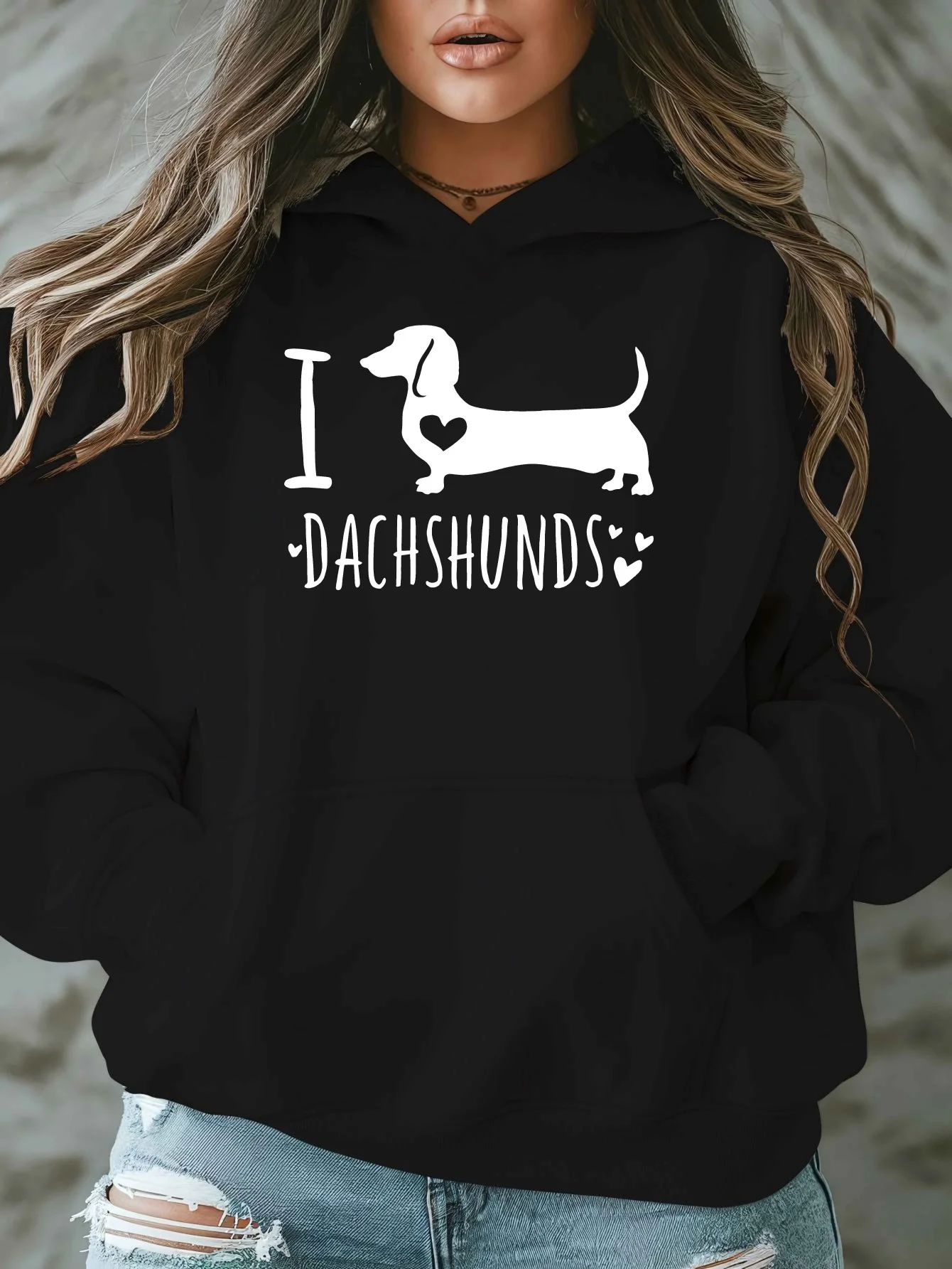 

I Love Dachshunds Print Hoodie Men's and Women's Long Sleeve Sweatshirt Pullover Y2k Tops Autumn Winter Clothing Streetwear
