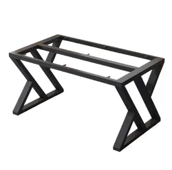 Baked paint iron art desk stand,  dining table  solid wood large board  leg  bar , metal stand