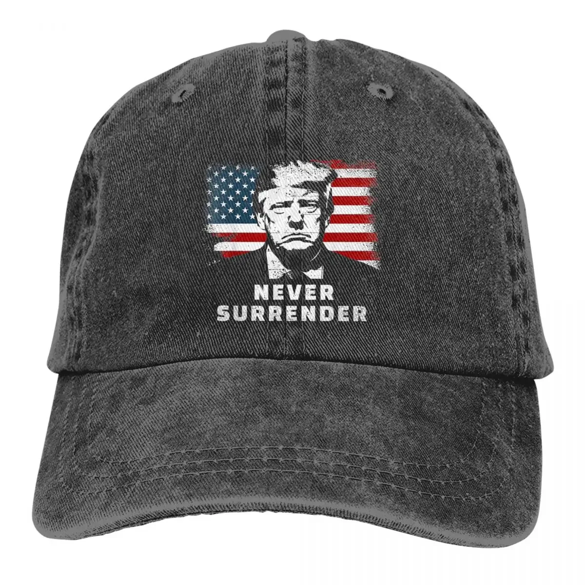 Trump Never Surrender - Trump Mugshot Unisex Style Baseball Caps President Democrat Distressed Washed Hats Cap Retro Headwear