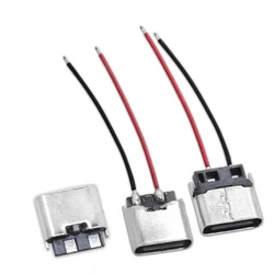 100PCS Micro USB JACK 3.1 Type-C 2Pin 2P Welding Wire Female Connector Straight For Mobile Phone Charging Port Charging Socket