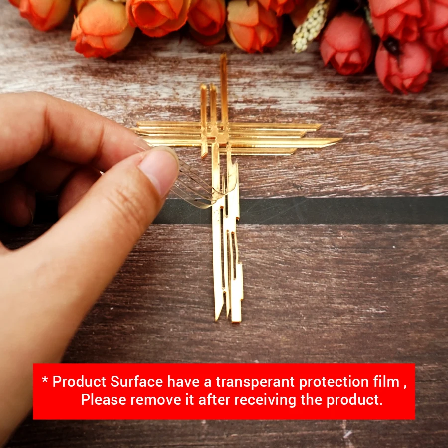 10/14cm 높이 새로운 디자인 중공 절단 아크릴 미러 크로스 태그 DIY Christening 선물 액세서리 파티 장식