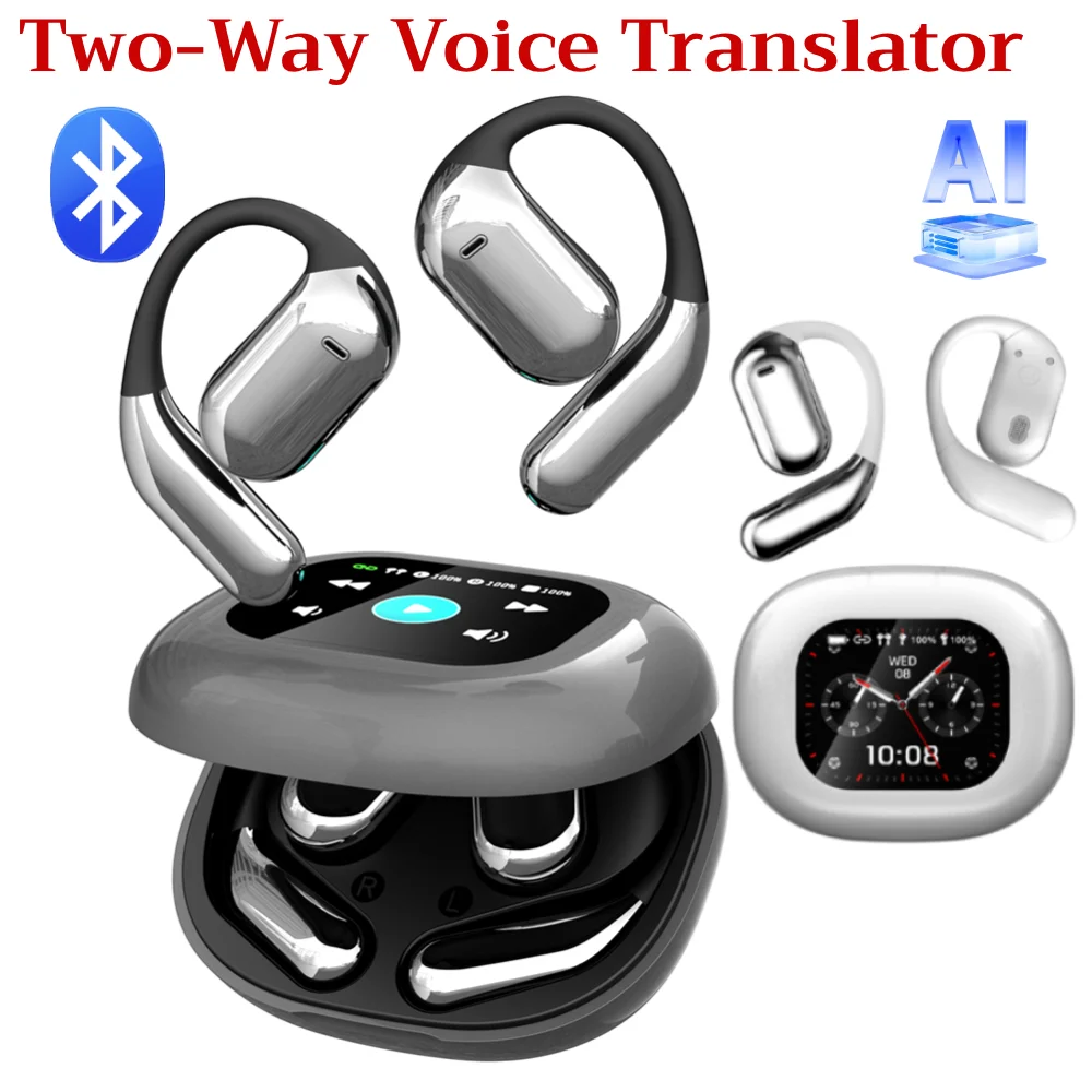 Translator Earbuds Intelligent Device Online Real Time AI Smart Voice Chatgpt Translation BT 5.4 Two-Way Voice Translator