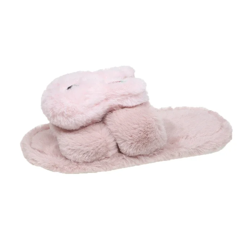 Children Outside Slippers for Girls 2024 Winter New Fashion Korean Style Plush Keep Warm Soft Bottom Anti-slippery Chic Shoes