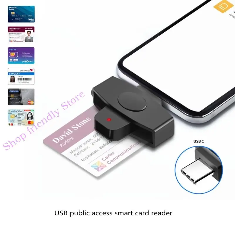 594A USB TypeC Card Reader Memory Identity Card Electronic DNIE Cloner Connector Adapter for PC Smartphones