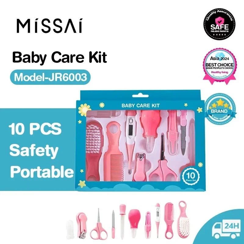 

2025 10pcs Baby Care Set Hair Comb Grooming Brush Set Nail Trimmer Scissors Clipper Hygiene Care Sets For Toddler Gift