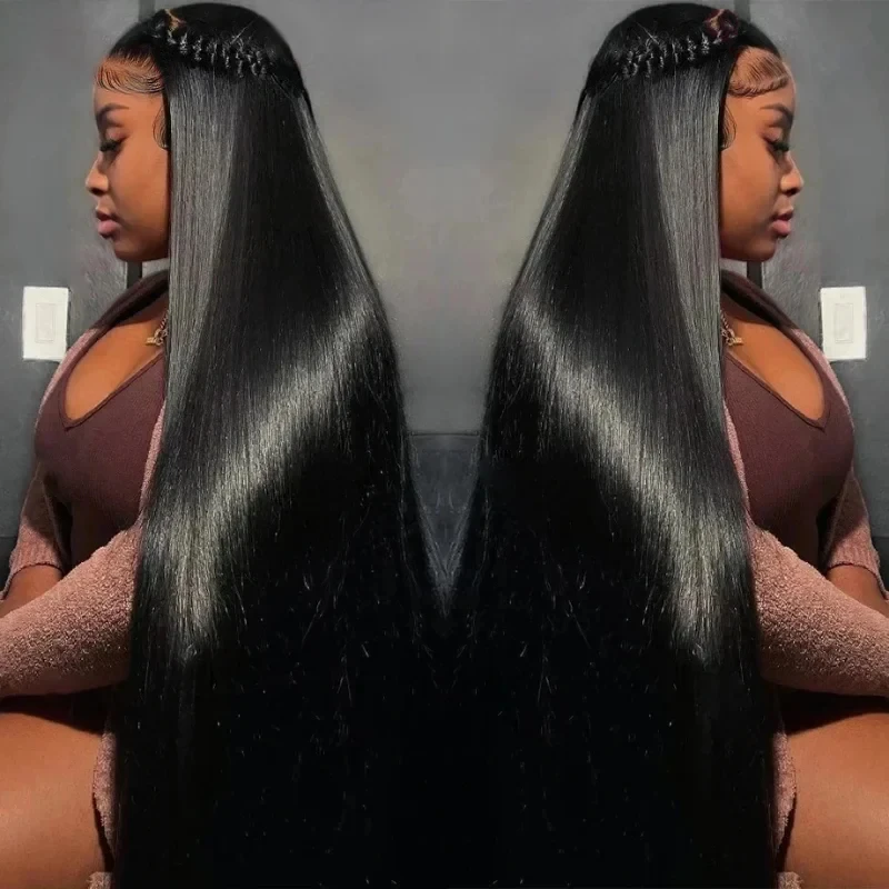 Osso Straight Lace Front Wig para as Mulheres, Cabelo Humano Brasileiro, Pré Arrastado, HD Lace Frontal Perucas, 250 Densidade, 13x4