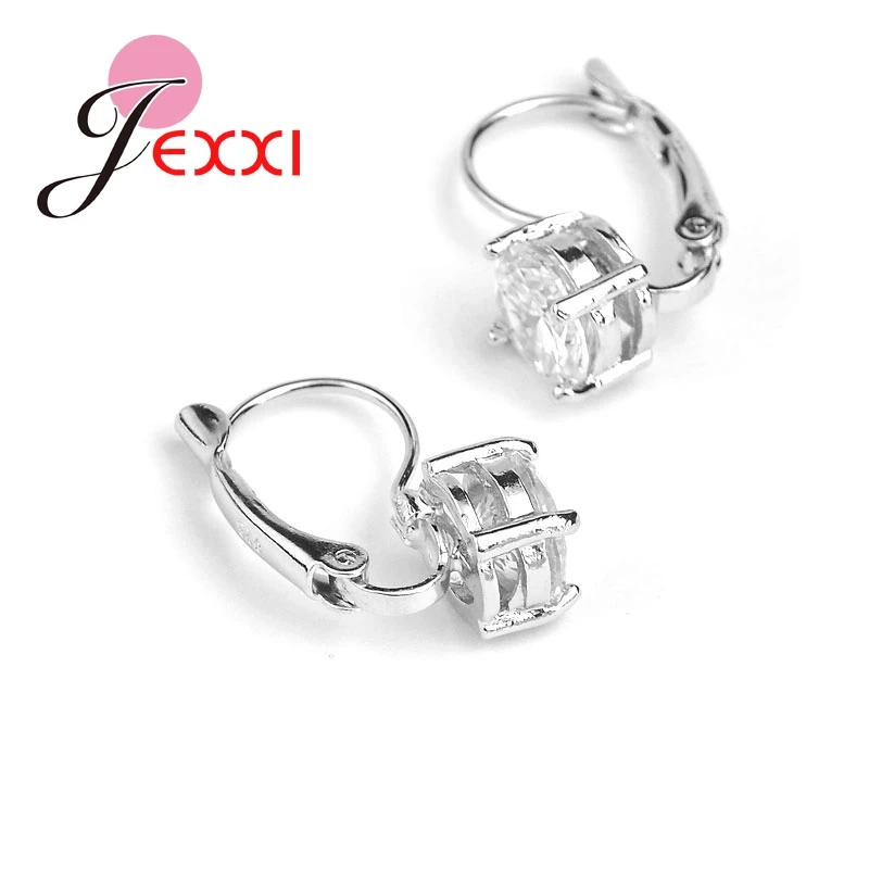 Super Shining Cubic Zirconia Stone Real 925 Sterling Silver Drop Earrings Crystal Jewelry Present For Women Ladies