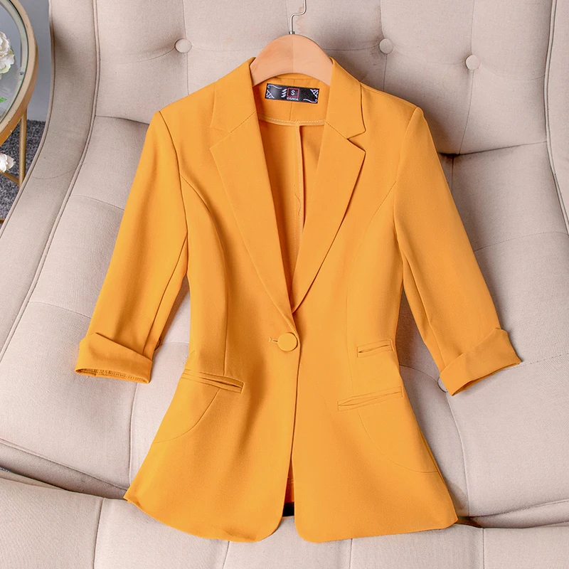 Spring Summer Women Blazers Jackets Coat for Ladies Office Work Wear Career Interview Professional Female Outwear Tops