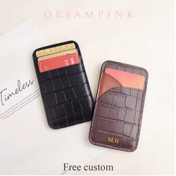 Embossed Crocodile Leather Card Holder Fashion Custom Slim Men Credit Card Case Wallet Mini Personalize Letters Women Purse