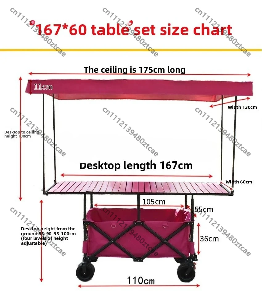 Folding Portable Handcart Multifunctional Utility Trolley Cart Outdoor Camping Picnic Storage Cart Mobile Service Cart for Night