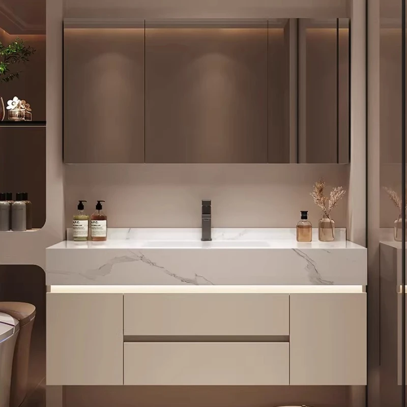 Slate Seamless Integrated Basin Combination Bathroom Cabinet Washbasin Organizer Closet Vanity Crack Shelves Cabinets Furniture