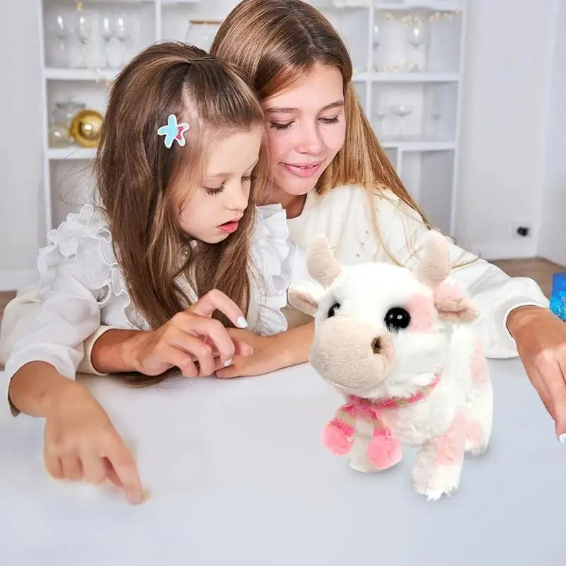 Toy Cows Electronic Pet Animal Plush Cow Battery Operated Cattle Toy With Sounds Learning And Educational Toy Interactive For