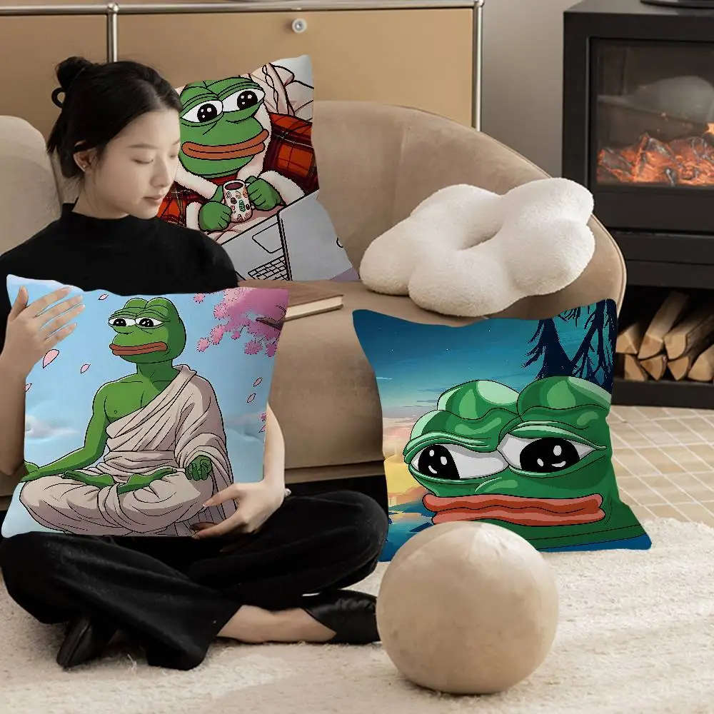P-Pepe The Frog Face Personalized Pillow Cover Kids Bedroom Wild Party Decor Pillowcase kid Birthday shower Gift